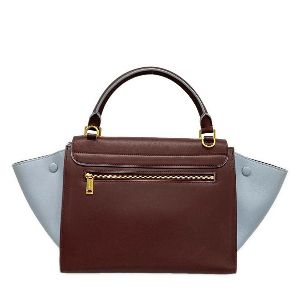 CELINE Trapeze Handbag Bordeaux Red Blue Leather - Picture 3 of 7
